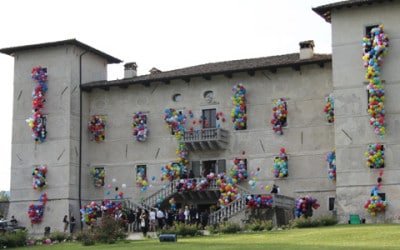 Allestimento palloncini personalizzati per l’evento dedicato alla presentazione del nuovo logo turistico Friuli Venezia Giulia